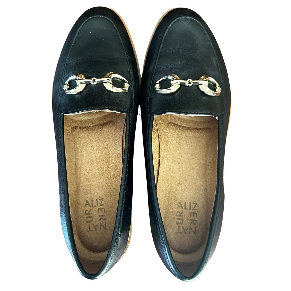 Naturalizer Adiline Black Leather Bit Loafers Platform Comfort Shoes Size 10